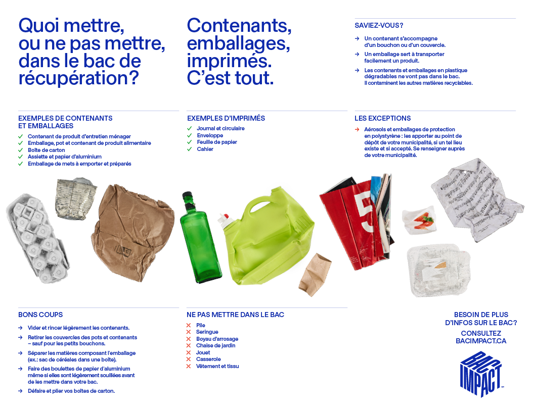 Liste des matières recyclables